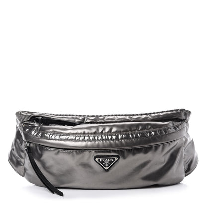 Prada Metallic Tessuto Nylon Metal Belt Bag Ferro 1 of 11