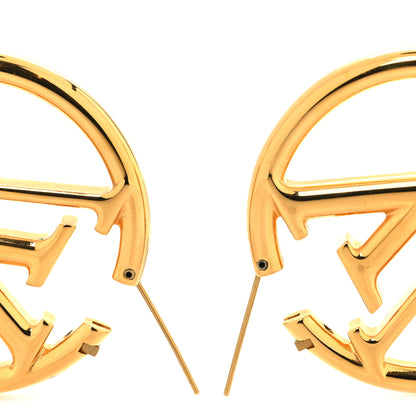 Louis Vuitton Metal Louise Hoop Earrings Gold 3 of 5