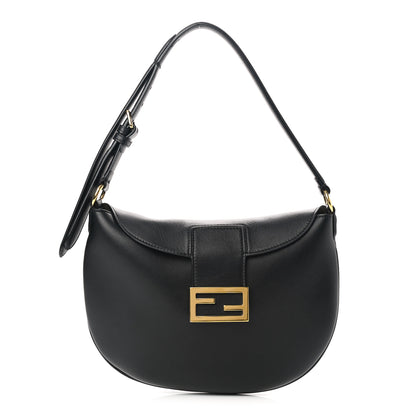Fendi Vitello Grace Suede Small Croissant Hobo Black 1 of 10