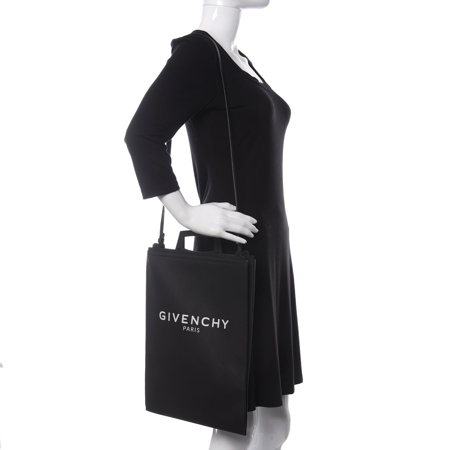 Givenchy Textured Coated Canvas Logo Print Medium Rave Tote Black 2 of 9