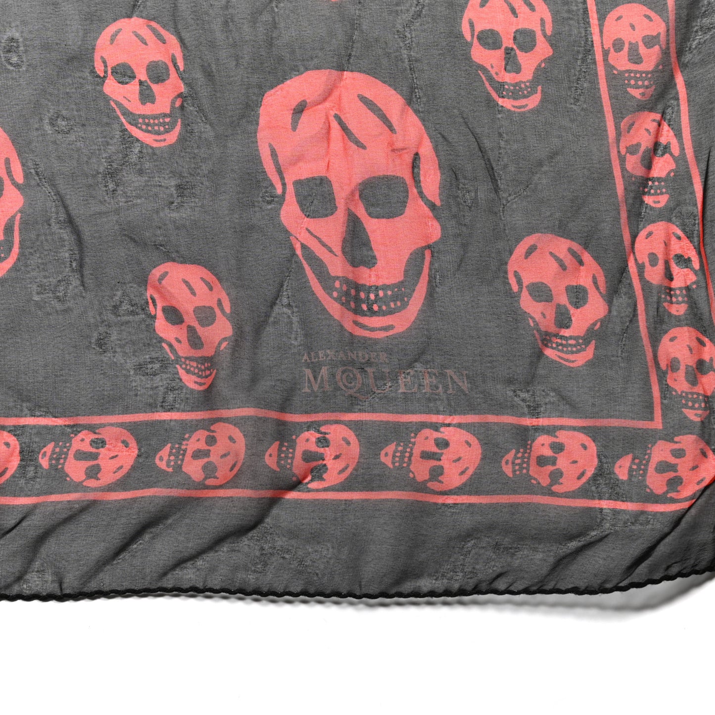 Silk Skull Scarf Black Pink