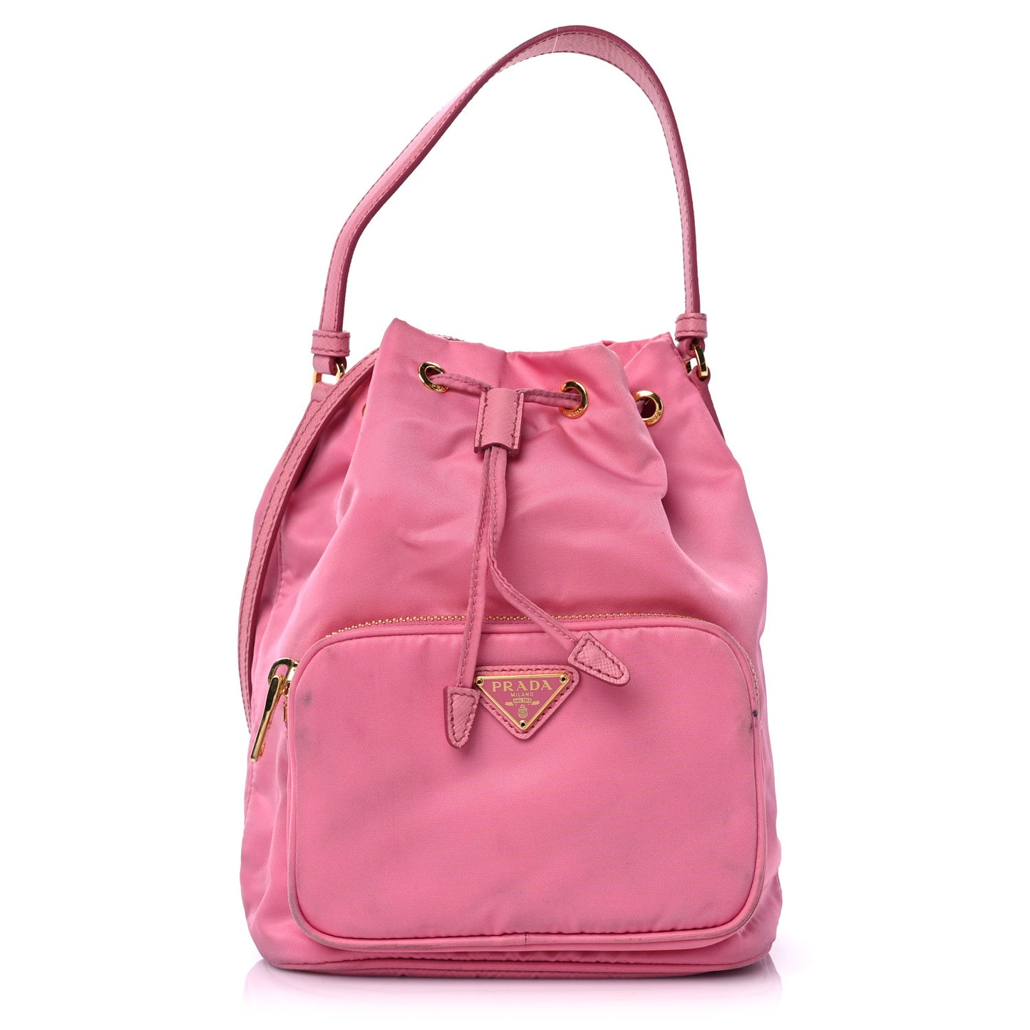 Re-Nylon Saffiano Duet Bucket Crossbody Bag Begonia