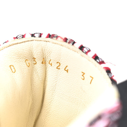 Chanel Tweed Grosgrain Lace Up Espadrilles 37 Red White Black 8 of 9