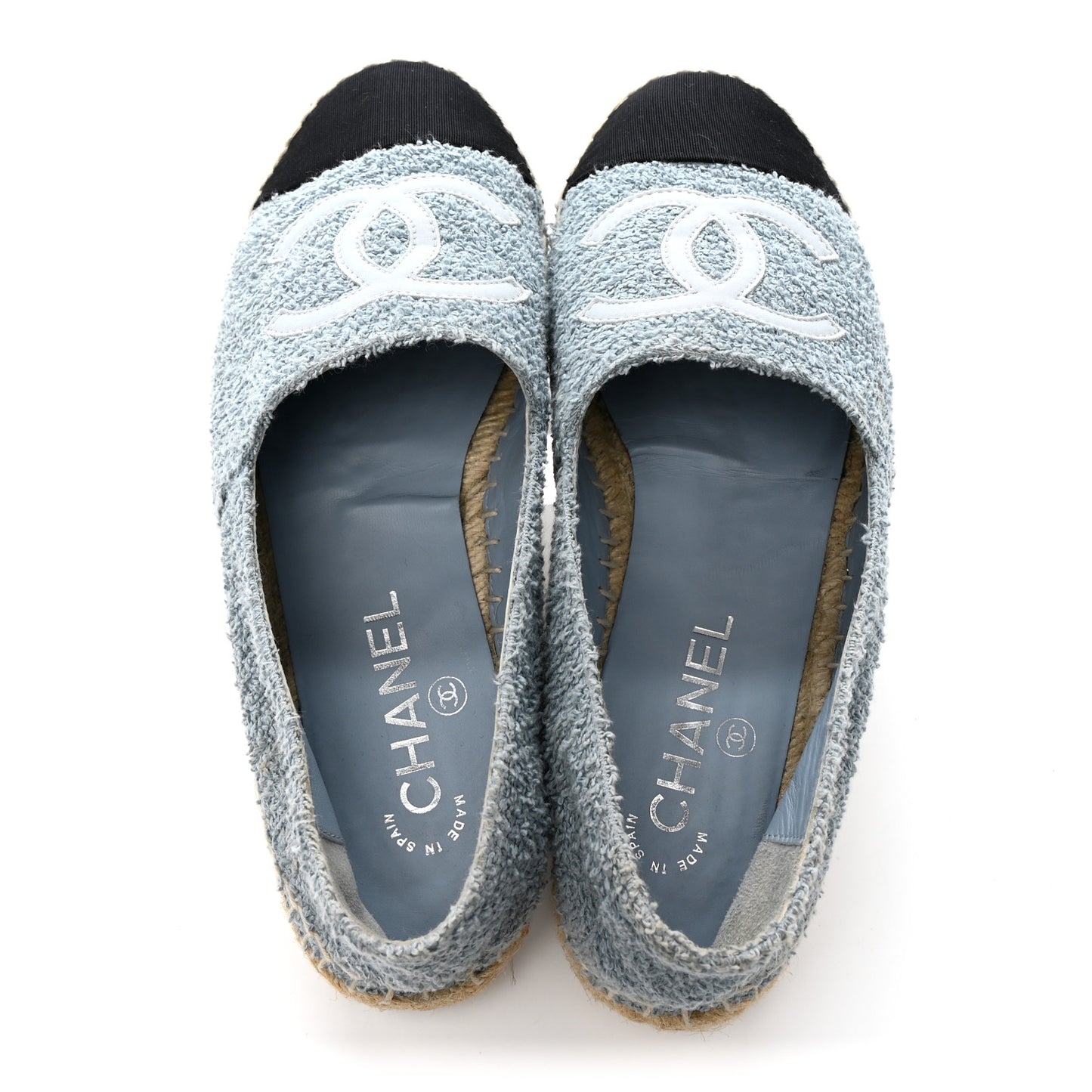 Fabric Grosgrain CC Espadrilles 38 Blue Light Gray Black