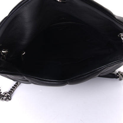 Saint Laurent Lambskin Quilted Medium Loulou Puffer Monogram Chain Satchel Black 4 of 5