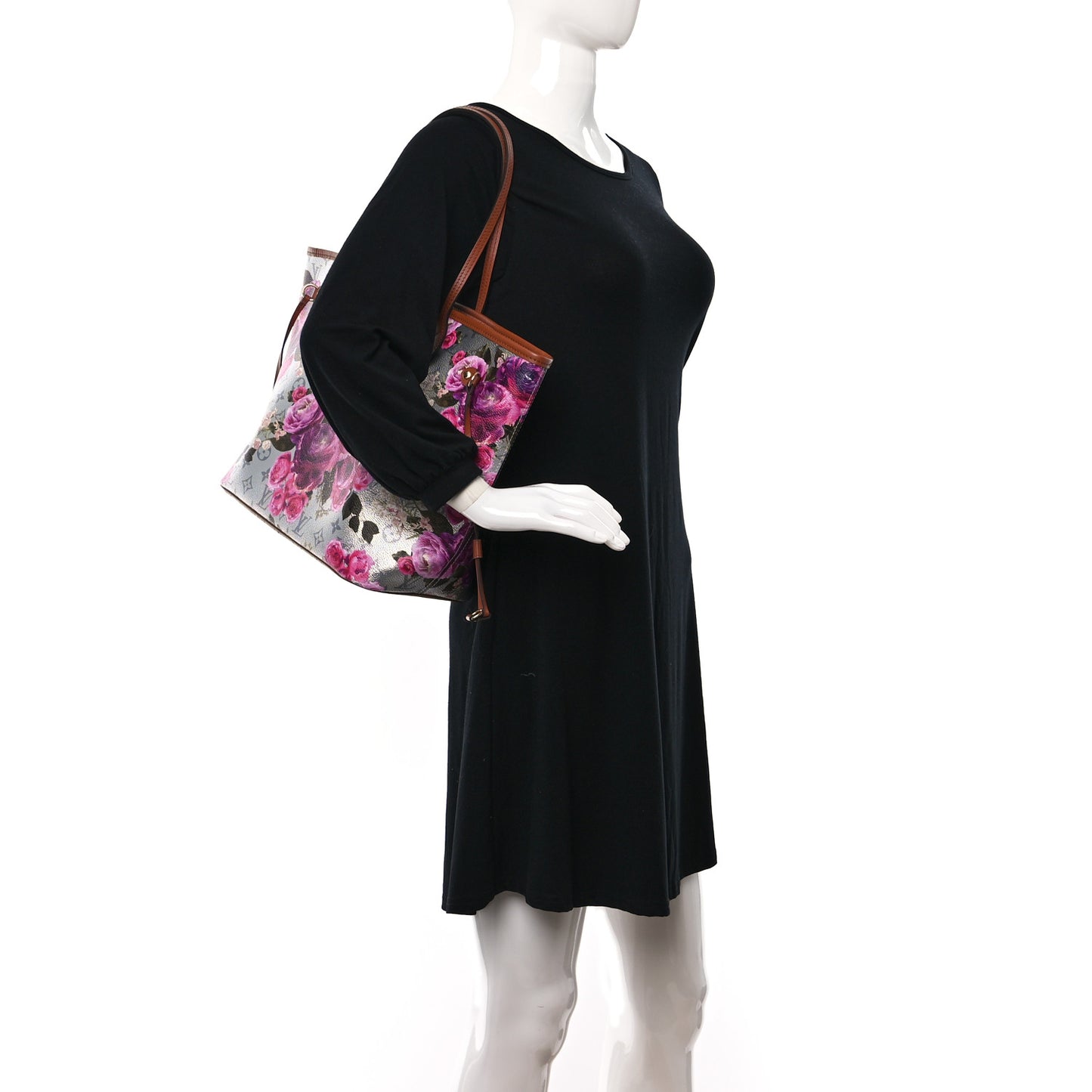 Metallic Monogram LV Garden Neverfull MM Silver