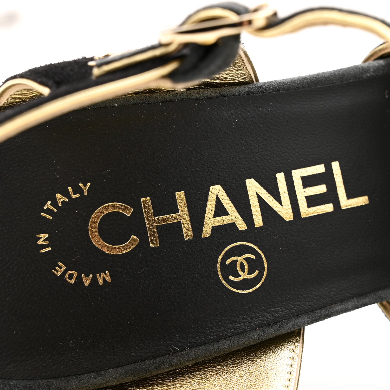 Chanel Suede Calfskin Peep Toe Ankle Strap Pumps 37 Black Grey 7 of 12