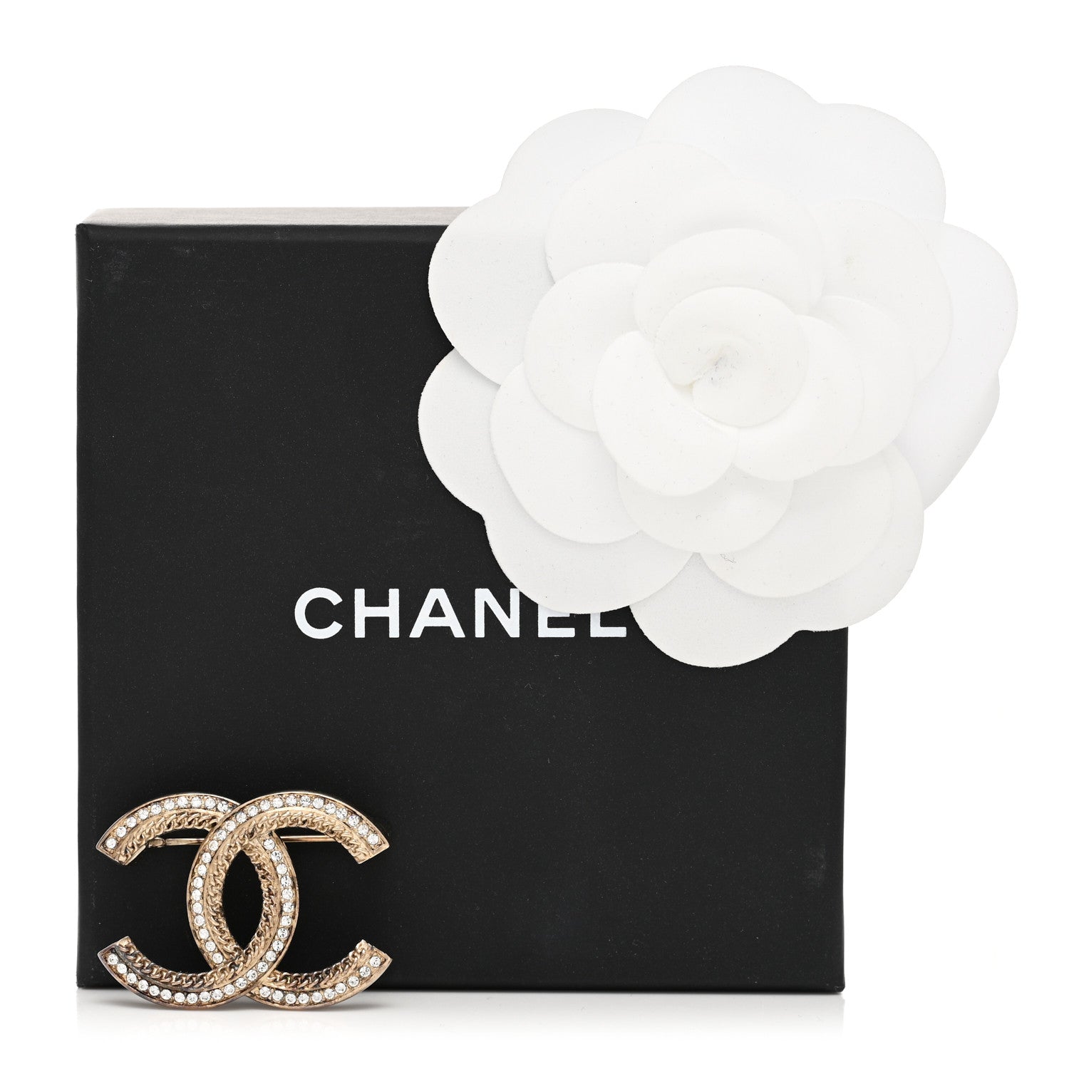 Chanel Crystal Chain CC Brooch Light Gold 5 of 5