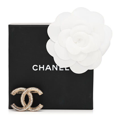 Chanel Crystal Chain CC Brooch Light Gold 5 of 5