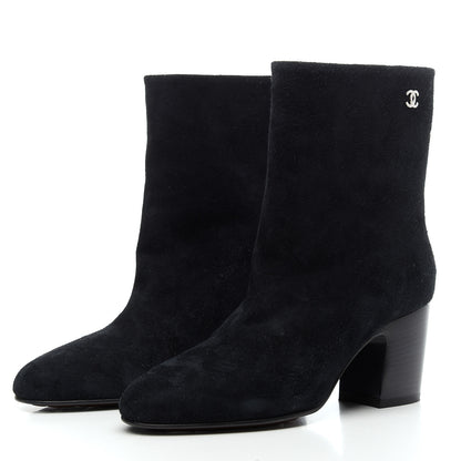 Chanel Suede Calfskin CC Short Boots 36 Navy 3 of 8