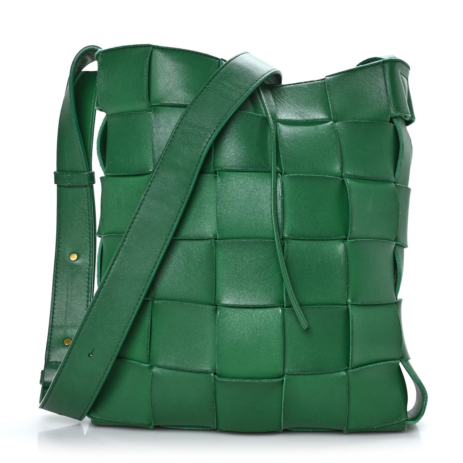 Bottega Veneta Lambskin Maxi Intrecciato Cassette Messenger Racing Green 1 of 9