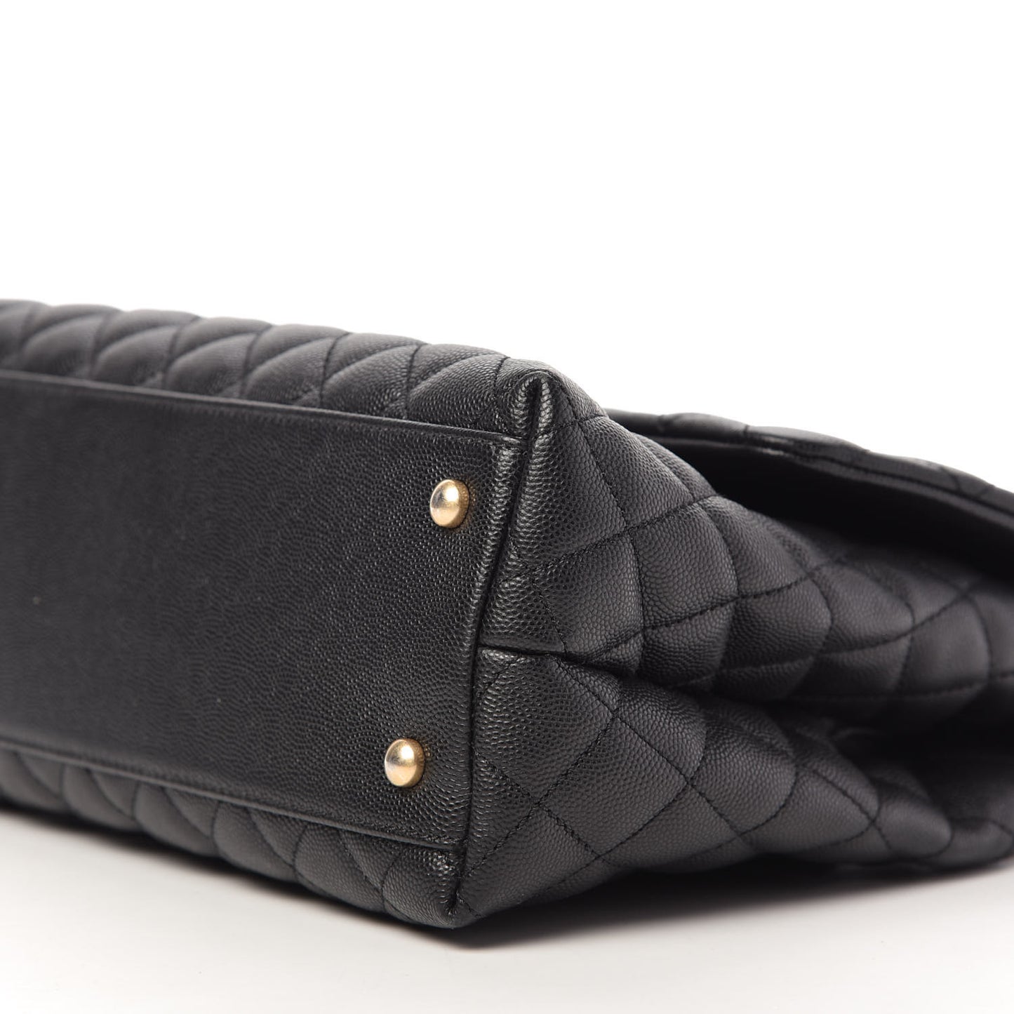 Caviar Lizard Quilted Medium Coco Handle Flap Black