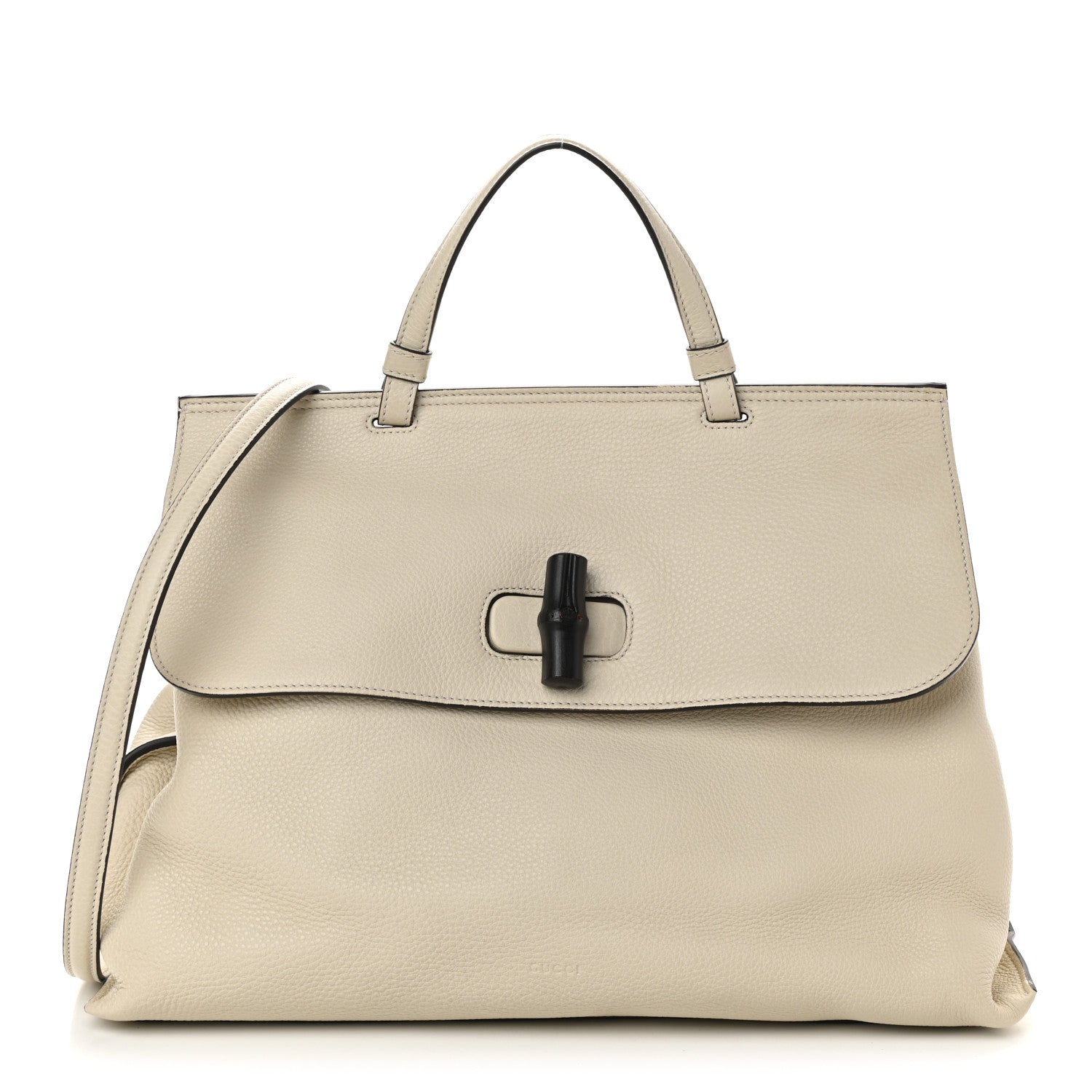 Gucci Cellarius Calfskin Large Bamboo Daily Top Handle Bag Mystic White 1 of 8