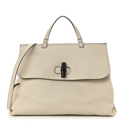 Gucci Cellarius Calfskin Large Bamboo Daily Top Handle Bag Mystic White 1 of 8