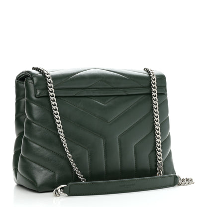 Saint Laurent Calfskin Y Quilted Monogram Small Loulou Chain Satchel Olive 3 of 9