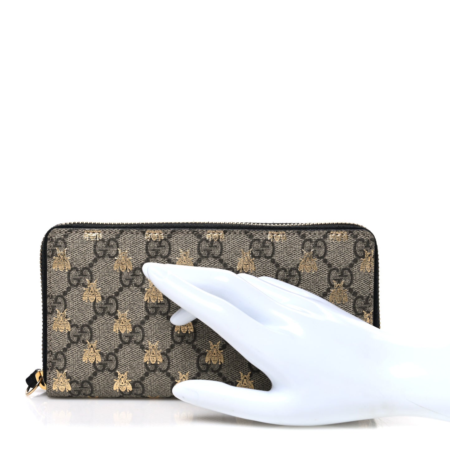 GG Supreme Monogram Bees Zip Around Wallet