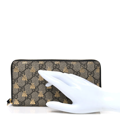 Gucci GG Supreme Monogram Bees Zip Around Wallet 2 of 7