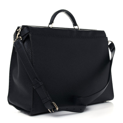 Fendi Cuoio Romano Selleria Bi-Color Large Mens Peekaboo Iconic Essential Satchel Lavagna Black 3 of 13