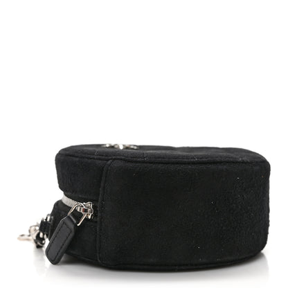 Chanel Suede Quilted Crystal Round Clutch With Logo Chain Black 4 of 10