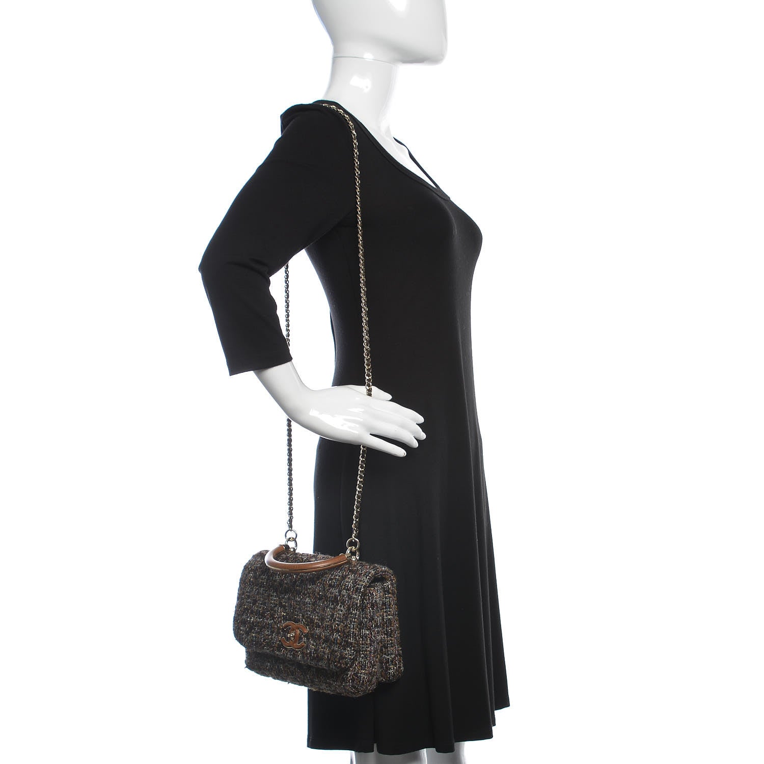 Chanel Tweed Wood Mini Coco Handle Flap Beige 2 of 14