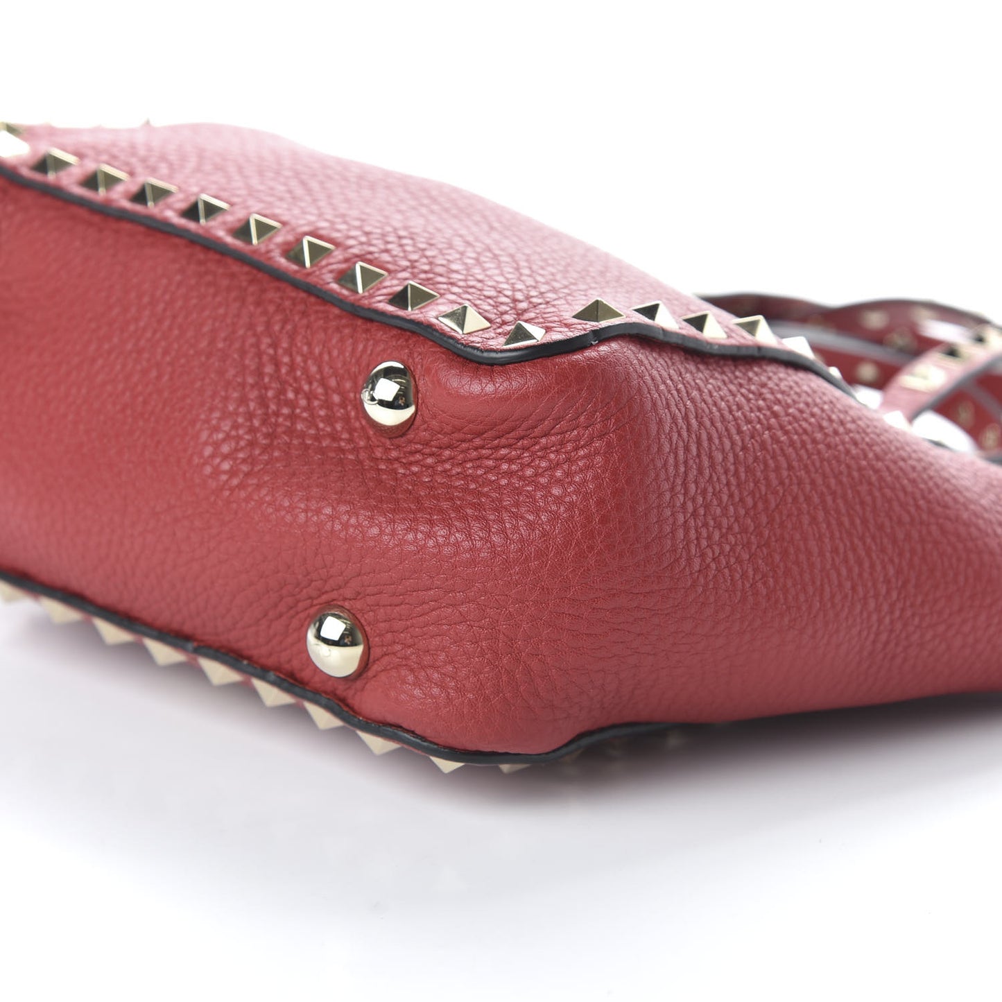 Pebbled Calfskin Mini Rockstud Tote Red
