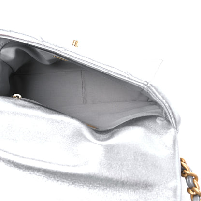 Chanel Metallic Lambskin Quilted Medium Chanel 19 Flap Silver 5 of 10