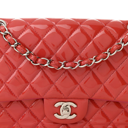 Chanel Patent Quilted Medium Double Flap Dark Pink 8 of 15