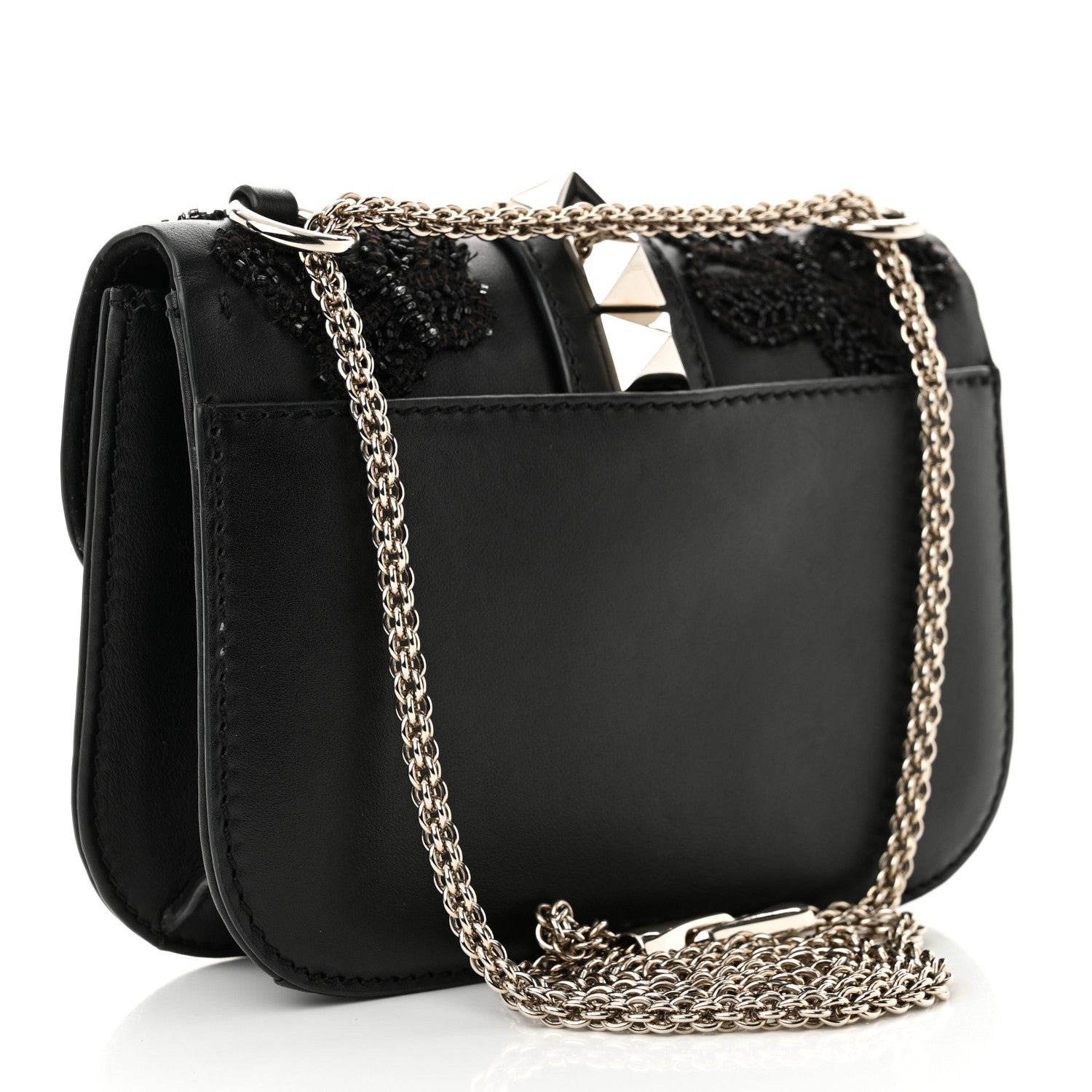 Valentino Garavani Vitello Beaded Butterfly Small Glam Lock Rockstud Flap Black 3 of 10