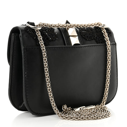 Valentino Garavani Vitello Beaded Butterfly Small Glam Lock Rockstud Flap Black 3 of 10