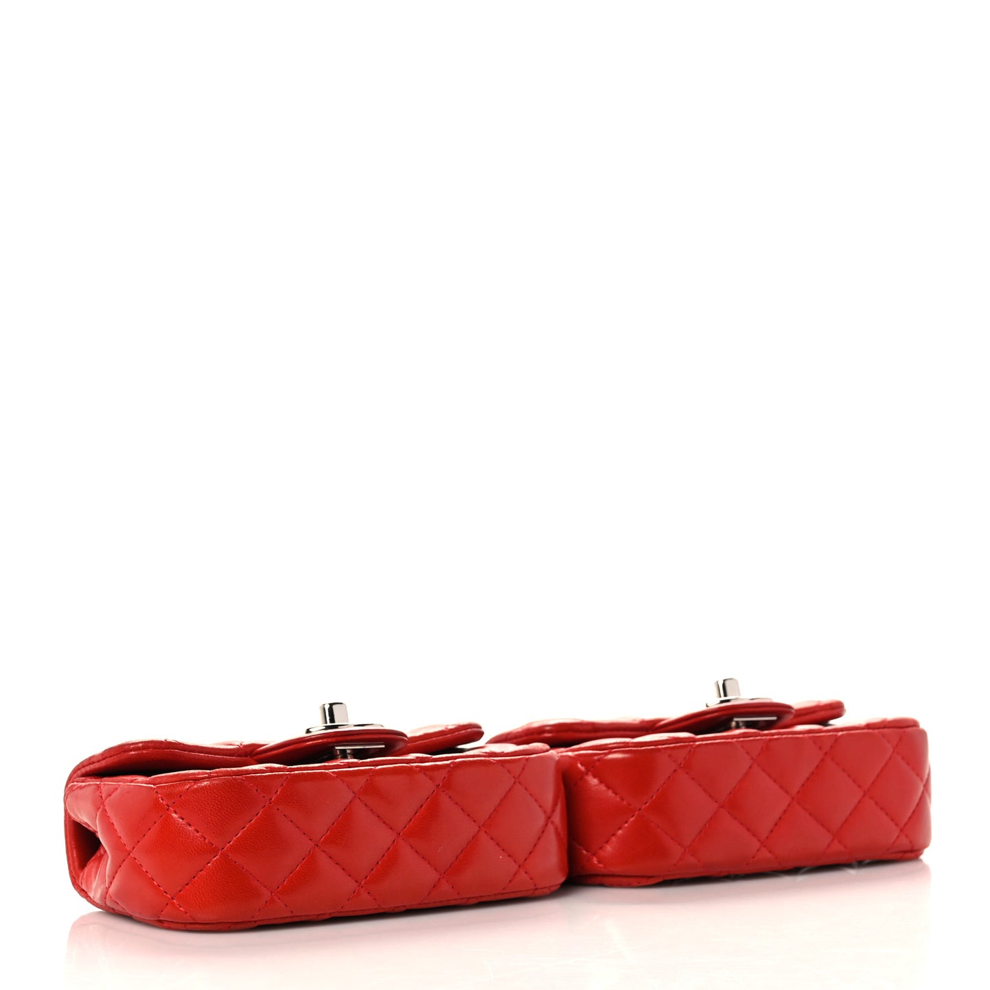Lambskin Quilted Double Mini Flap Crossbody Red