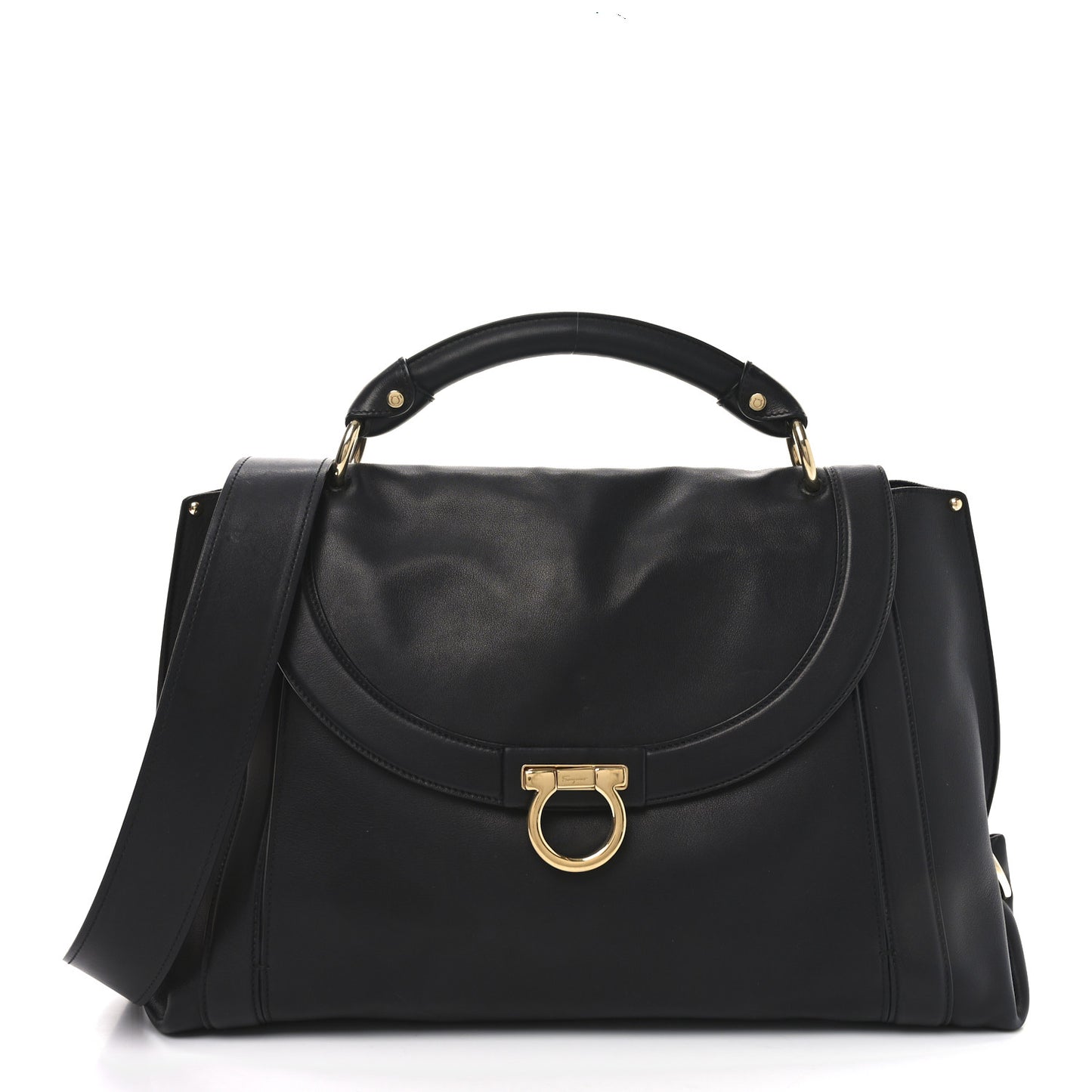 Calfskin Sofia Rainbow Top Handle Bag Black