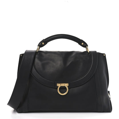 Salvatore Ferragamo Calfskin Sofia Rainbow Top Handle Bag Black 1 of 9