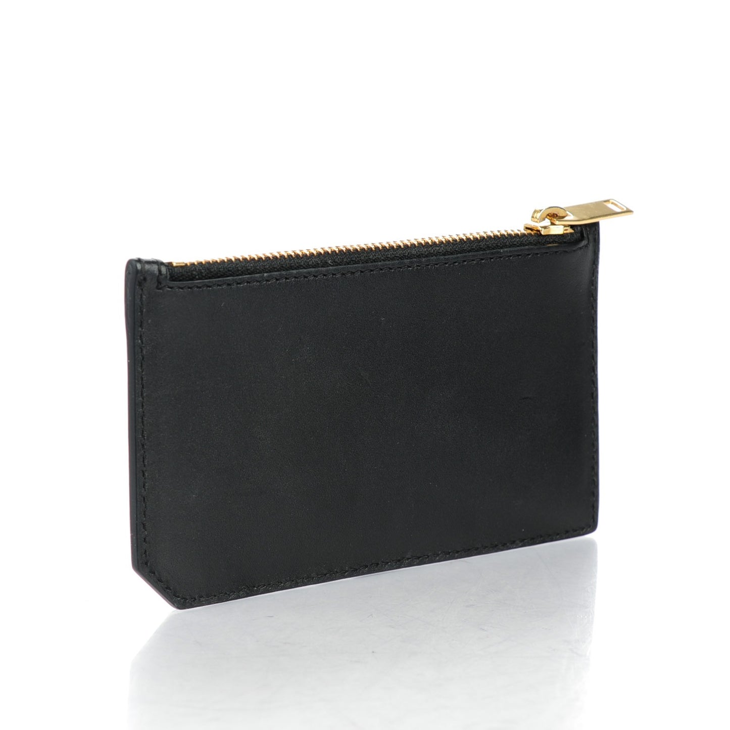 Calfskin 5 Fragments Zip Pouch Card Holder Black