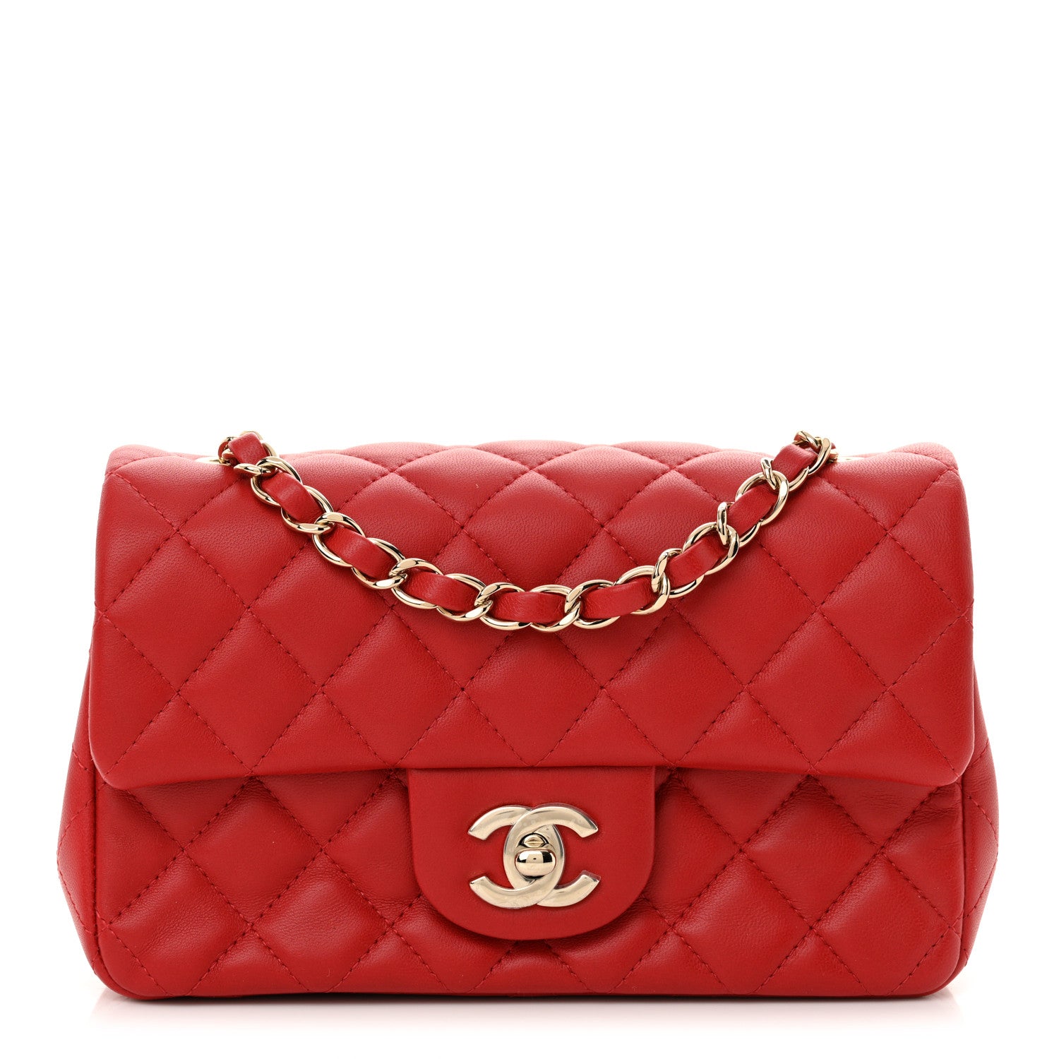 Chanel Lambskin Quilted Mini Rectangular Flap Red 1 of 11