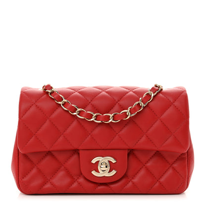 Chanel Lambskin Quilted Mini Rectangular Flap Red 1 of 11