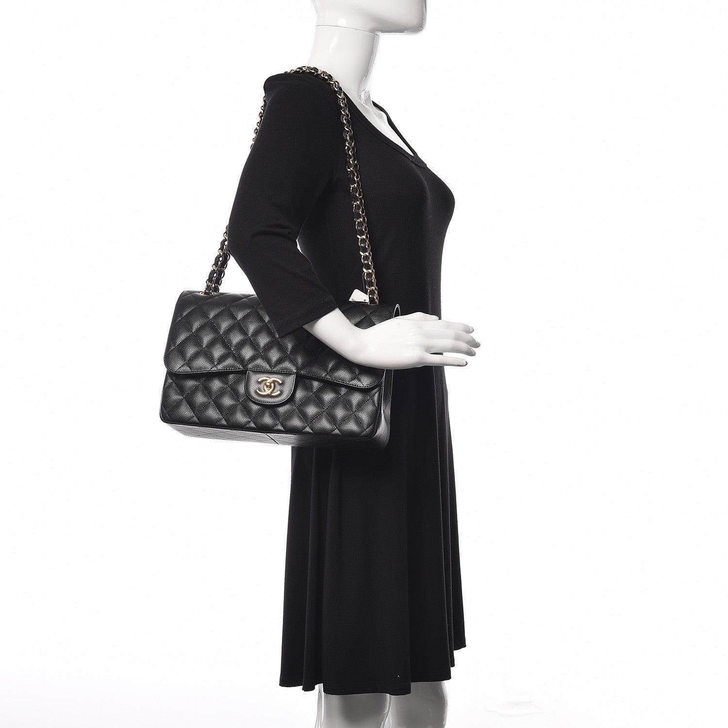 Chanel Caviar Quilted Jumbo Double Flap Black 2 of 11