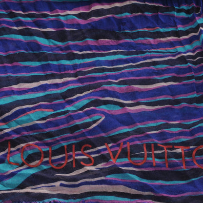 Louis Vuitton Cashmere Silk Zebra Stole Blue Lagon 1 of 5