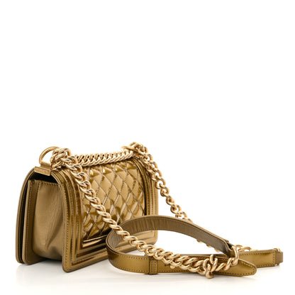 Chanel Metallic Patent Calfskin Quilted Small Boy Flap Gold 3 of 11