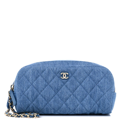 Chanel Denim Quilted Toiletry Case Blue 1 of 10