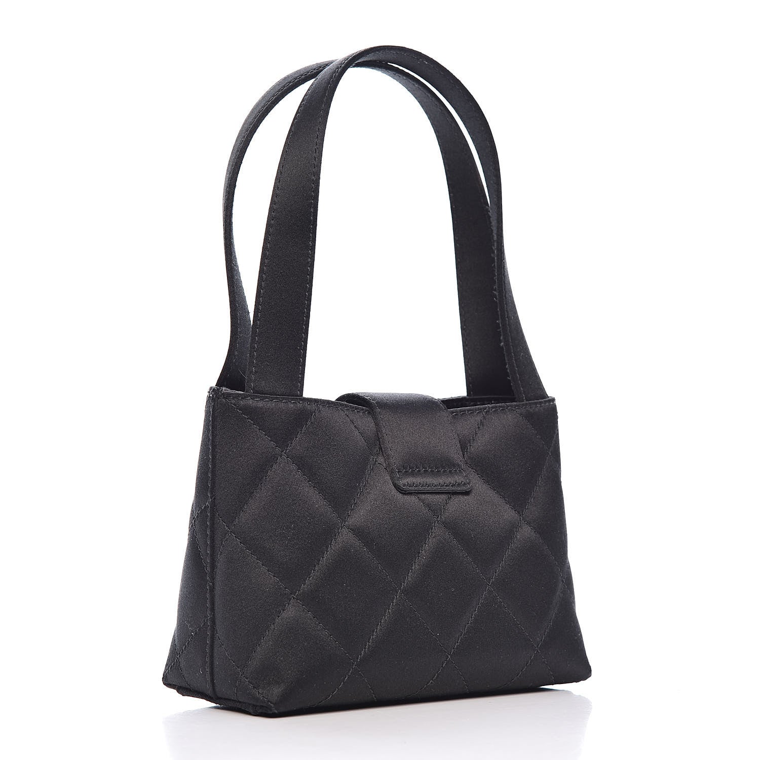 Chanel Satin Quilted Evening Bag Black 3 of 11