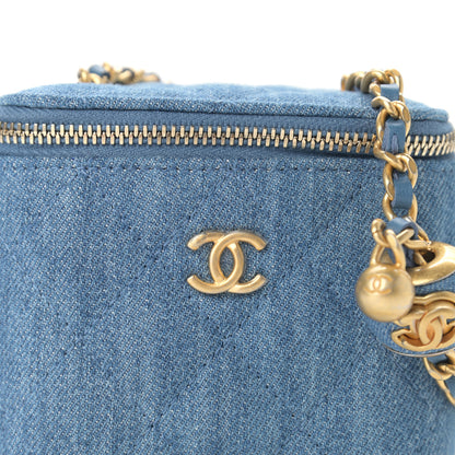 Chanel Denim Quilted Mini Pearl Crush Vanity Case With Chain 8 of 10