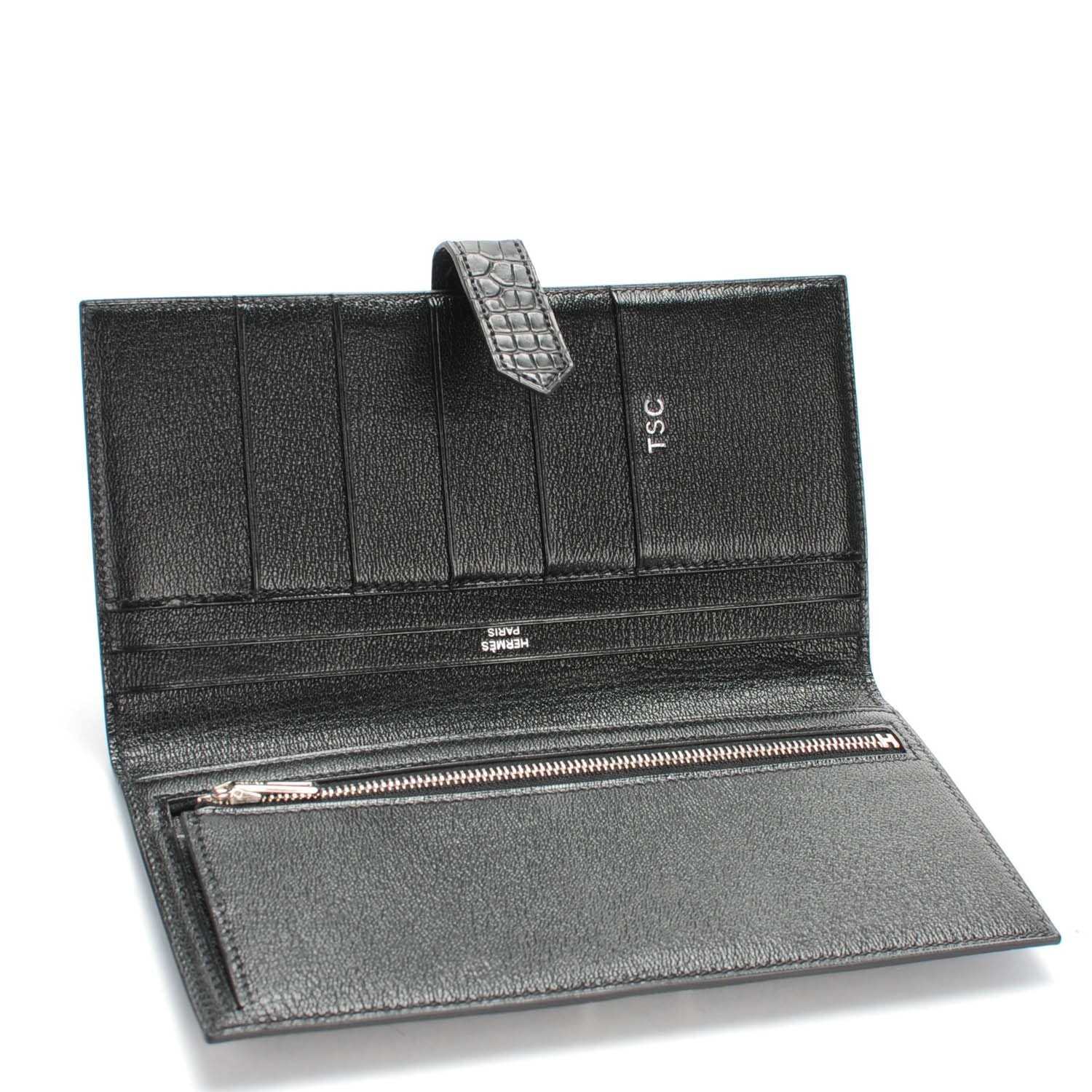 Hermes Matte Alligator Bearn Wallet Black 5 of 8