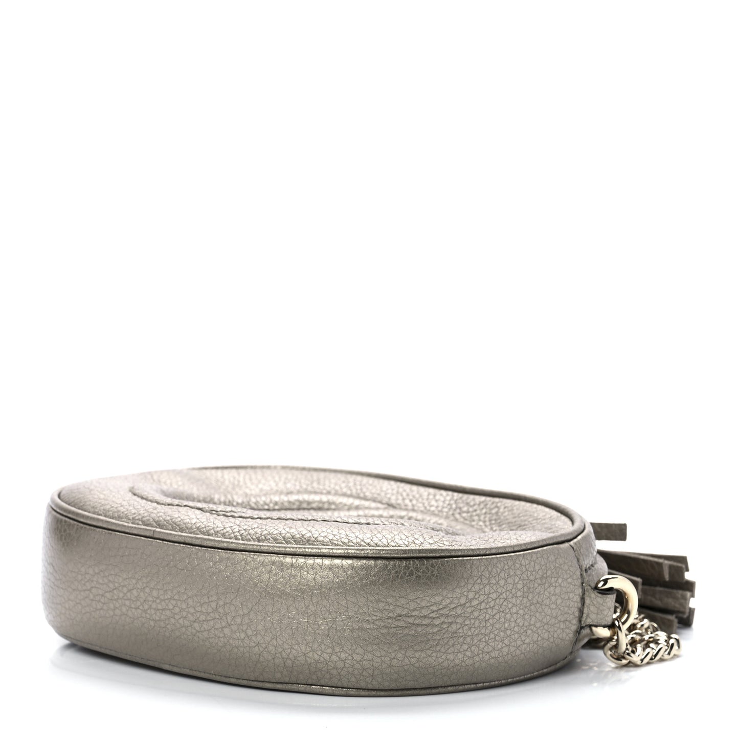 Metallic Pebbled Calfskin Mini Soho Chain Bag Golden Beige