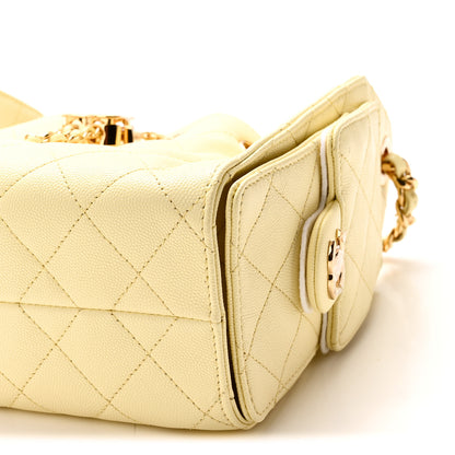 Chanel Caviar Quilted Mini Chanel 25 Handbag Light Yellow 10 of 11