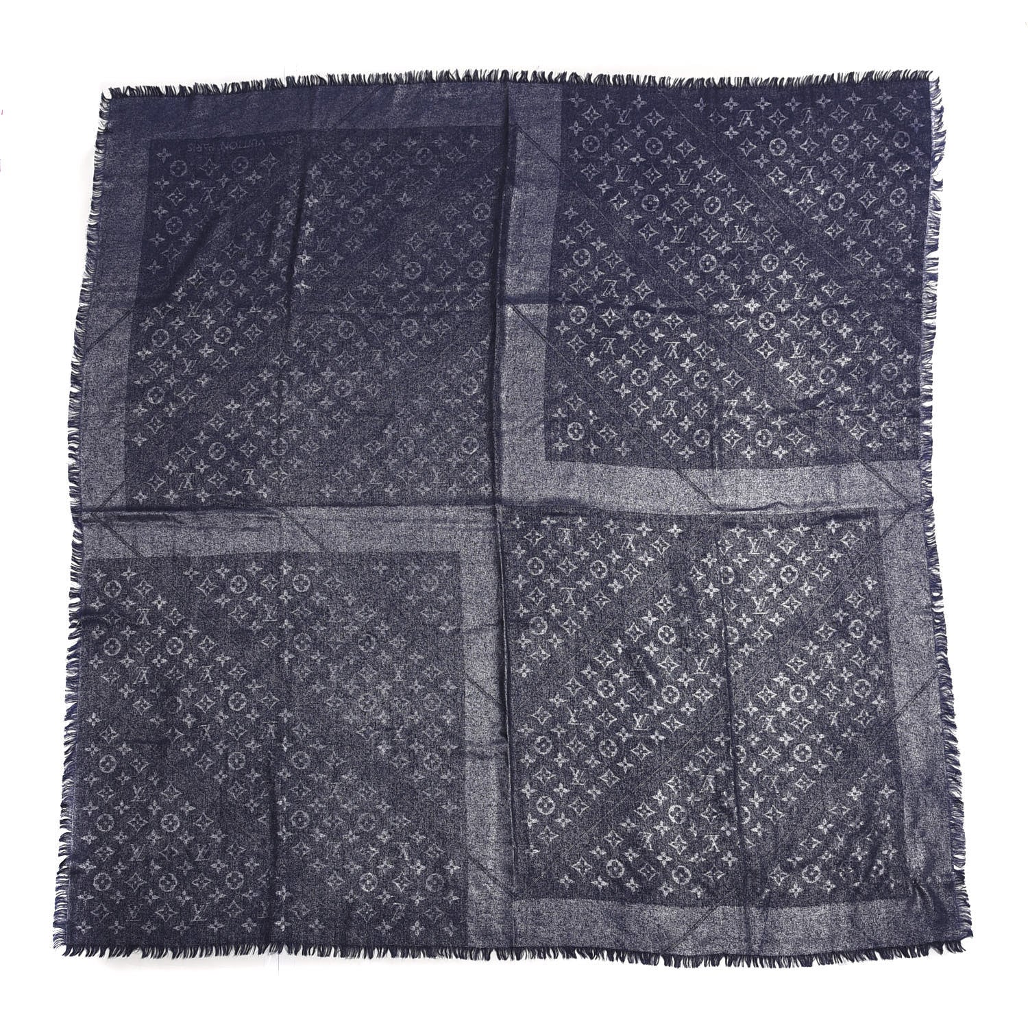 Louis Vuitton Silk Wool Monogram Rock Shawl Blue 1 of 4