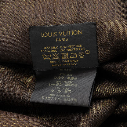 Louis Vuitton Silk Lurex Wool Monogram Shine Shawl Brown 4 of 4