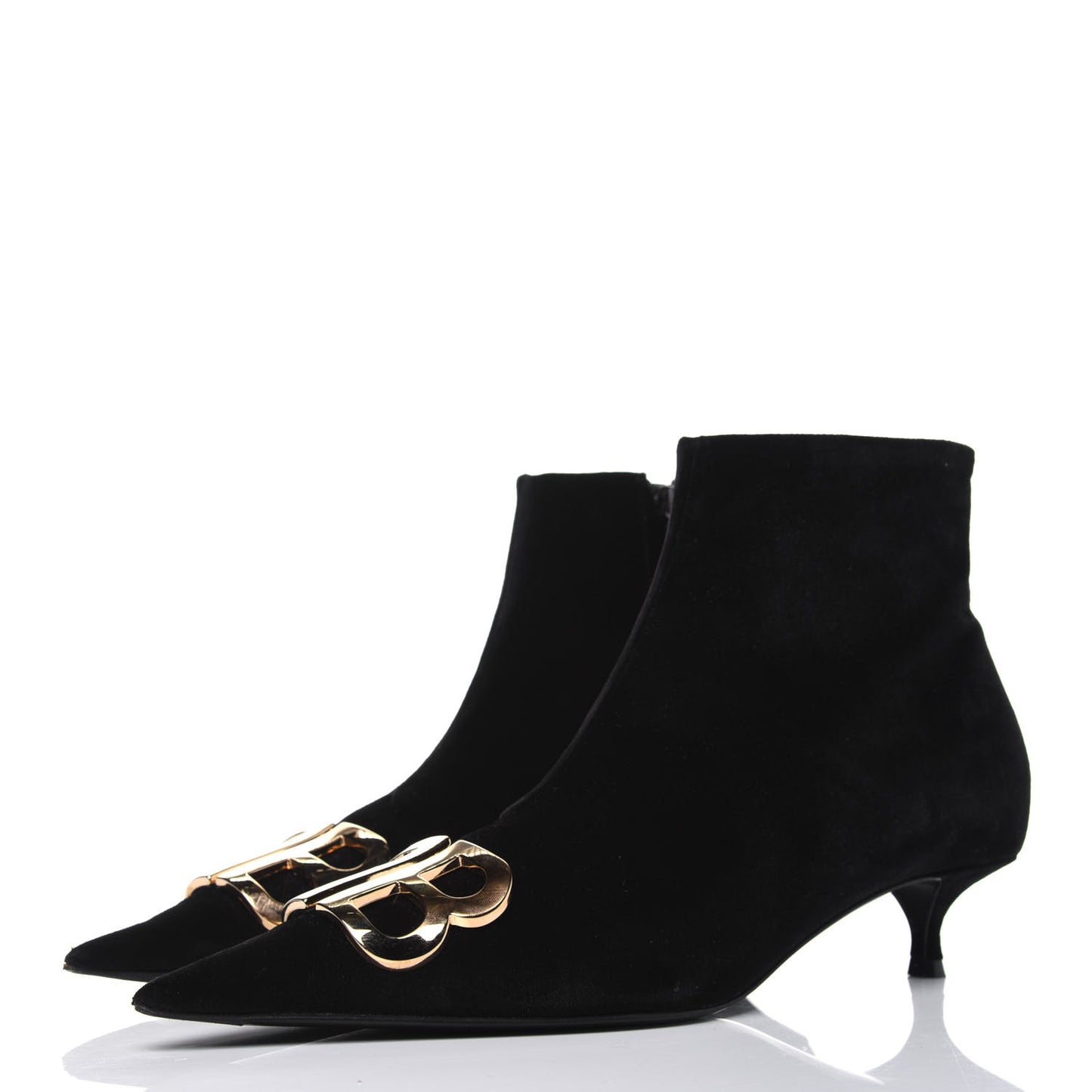 Velvet BB Pointy Toe Ankle Booties 38 Black Vintage