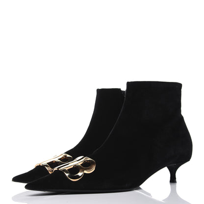 Balenciaga Velvet BB Pointy Toe Ankle Booties 38 Black Vintage 3 of 14