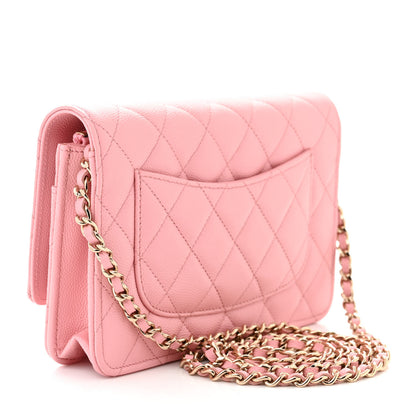 Chanel Caviar Quilted Wallet on Chain WOC Light Pink 3 of 12