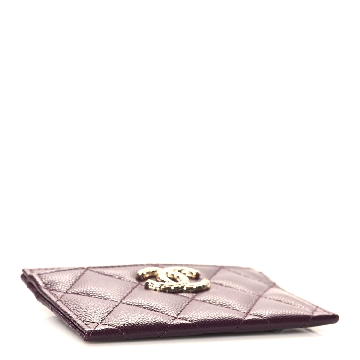 Chanel Caviar Quilted Chain Embossed CC Card Holder Dark Burgundy 4 of 9